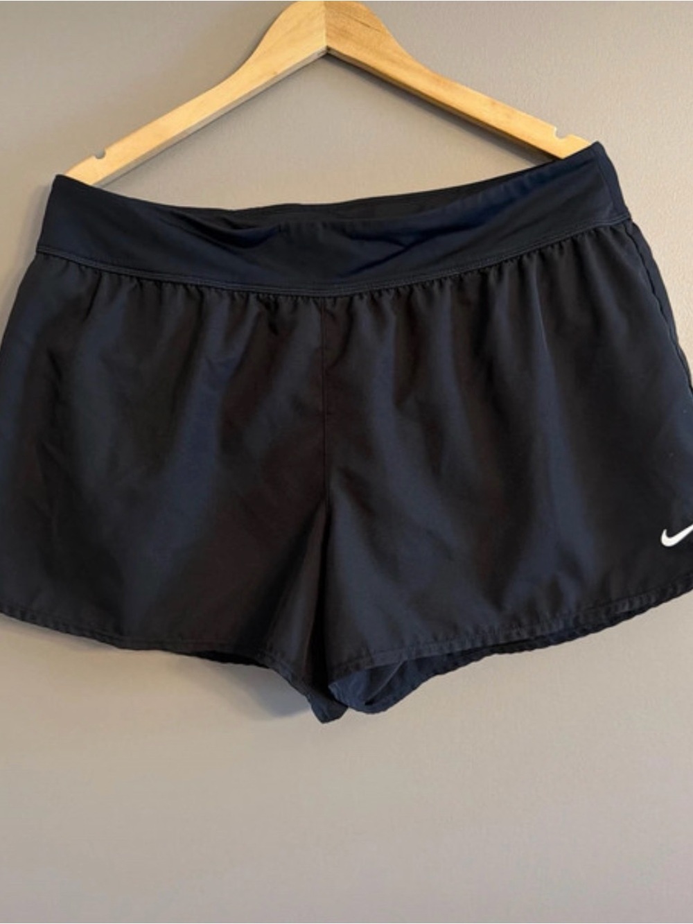 Nike Black Women's Athletic Running Shorts with White Swoosh